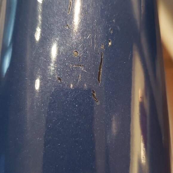 RHEINHESSEN Cat Decanter Navy Metalic Blue 13"h x 3"w - Picture 9 of 10